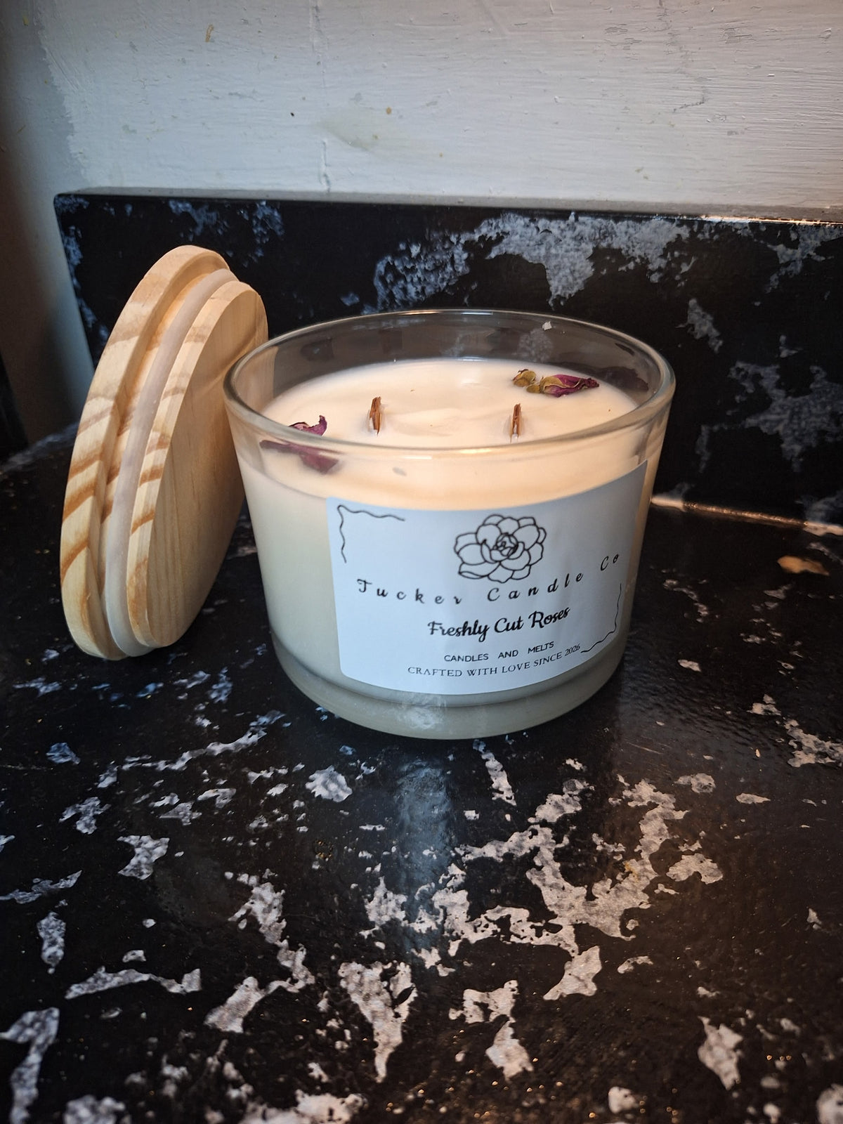 16 oz clear, Wood Wick, soy wax candle